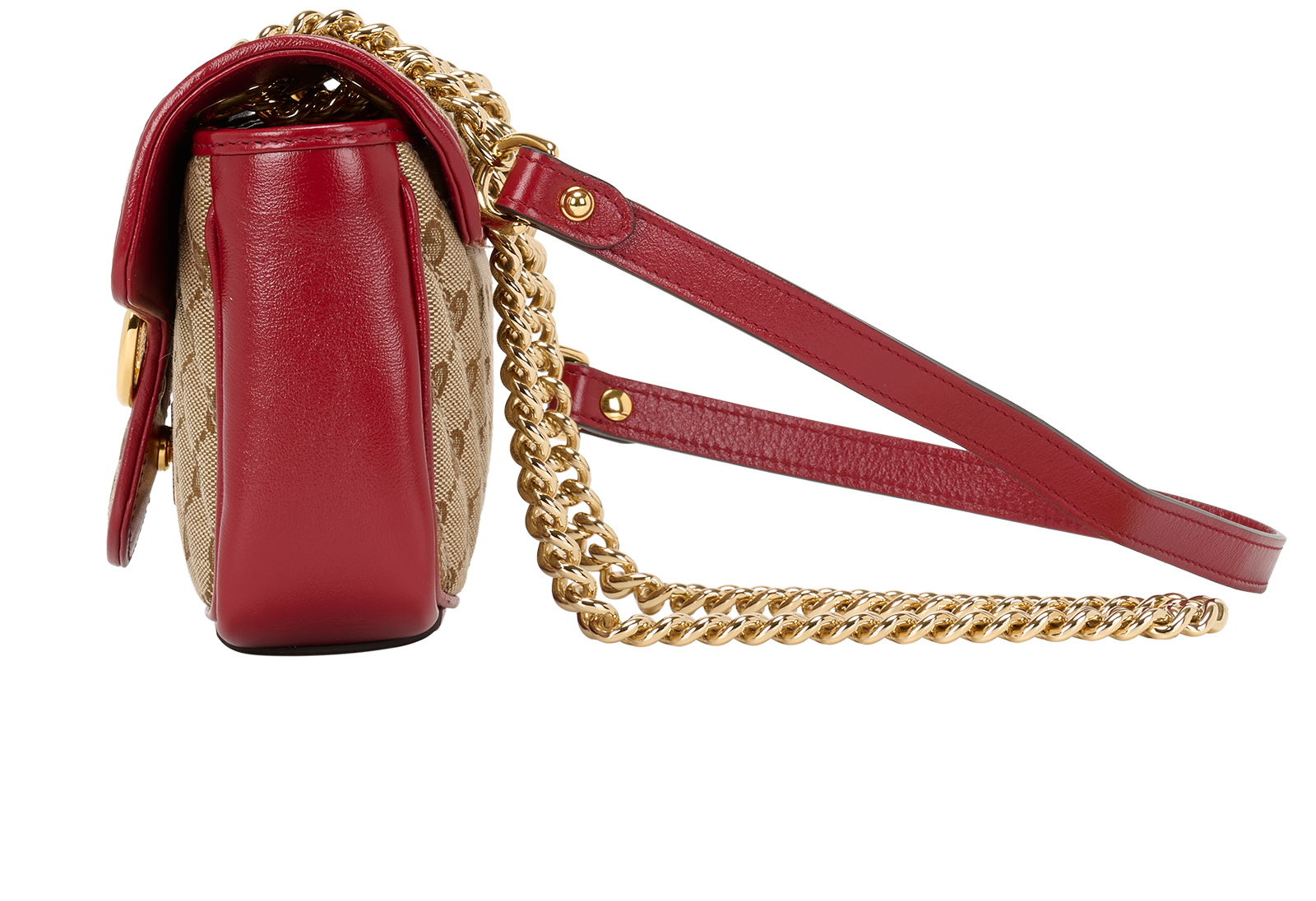 Small GG Marmont, &pound;750, Handbags, Beige/Red, Canvas/Leather, Bottom view